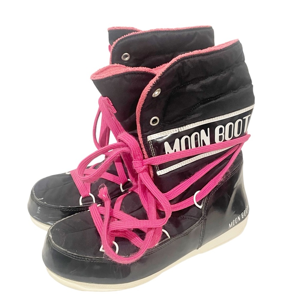 Tecnica The Original MOON BOOT Women’s Size 8 Black Pink Laces Boots